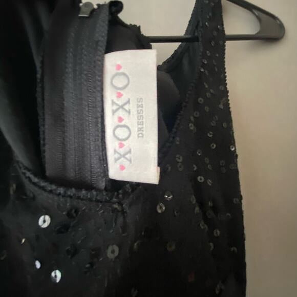 XOXO sz 7 black‎ Vintage Y2k satin sequin midi slip dress - Picture 5 of 9